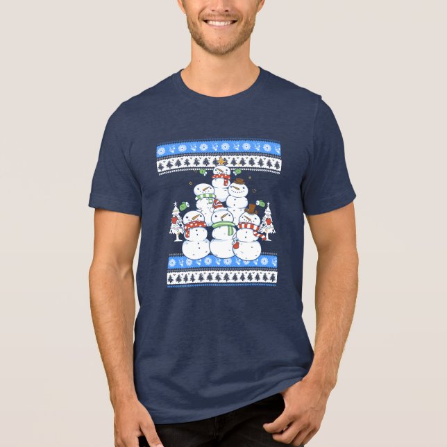 Camiseta Árvore de Natal Engraçado Snowman (Frente)