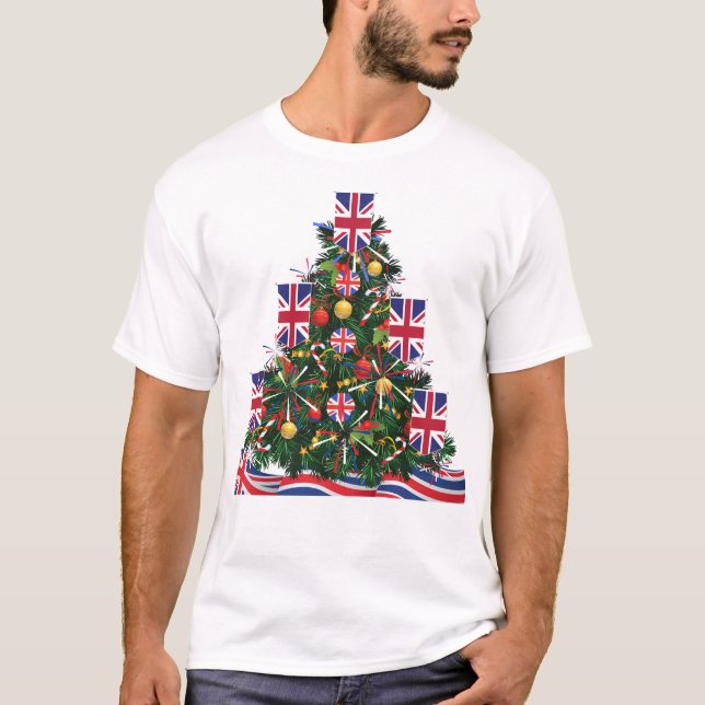 Camiseta Árvore de Natal Euro British Europe, excelente Bri (Frente)