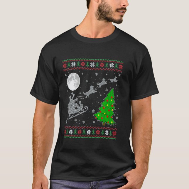 Camiseta Árvore de Natal Feia com Iluminação Papai Noel Mon (Frente)
