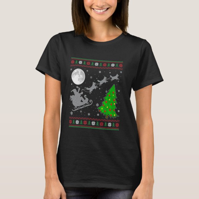 Camiseta Árvore de Natal Feia com Iluminação Papai Noel Mon (Frente)
