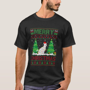 Camiseta Árvore de Natal Feia Iluminação Olhos Laser Gato F