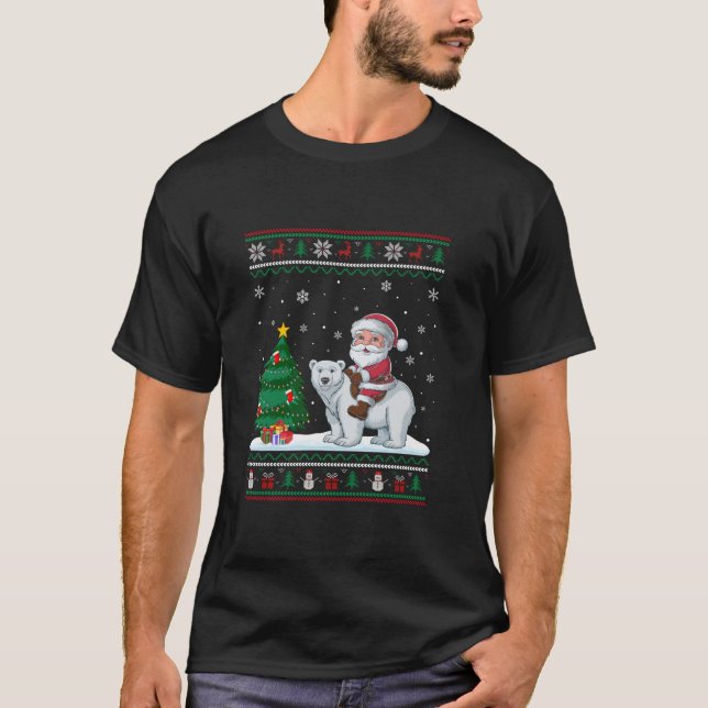 Camiseta Árvore de Natal Feia Luzes de Natal Papais noeis d (Frente)