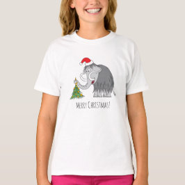 Camiseta Árvore de Natal Feliz Mammoth Santa Hat