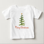 Camiseta Árvore de Natal Feliz Natal<br><div class="desc">Linda árvore de Natal de aquarela com uma camiseta de estrela dourada. 
Feliz Natal!</div>
