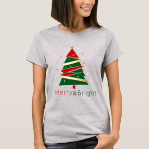 Camiseta Árvore de Natal Festiva de feliz e Brilho