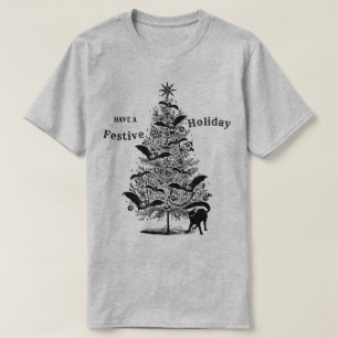 Camiseta Árvore de Natal festiva do bastão