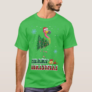 Camiseta Árvore de Natal Flamingo, Rosa, Engraçada, Xmas Li