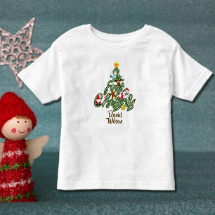 Camiseta Árvore de Natal Fofa Meu Primeiro Natal Infantil