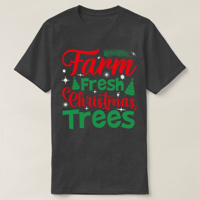 Camiseta árvore de natal fresca fazenda (Frente do Design)