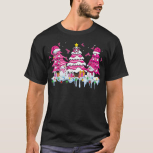 Camiseta Árvore de Natal Friso Rosa Sensibilização para o C