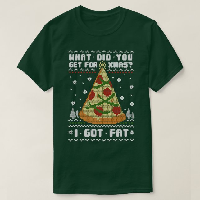 Camiseta Árvore de Natal gordurosa Comida de pizza presente (Frente do Design)