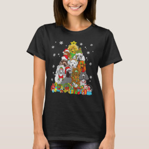 Camiseta Árvore de Natal Ilumina Poodô Cachorro Ao Longo Do