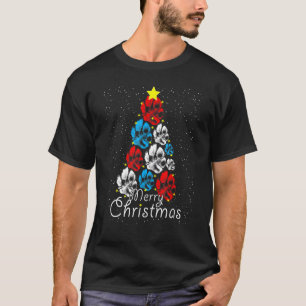 Camiseta Árvore de Natal imprimida por uma pata de cão boni