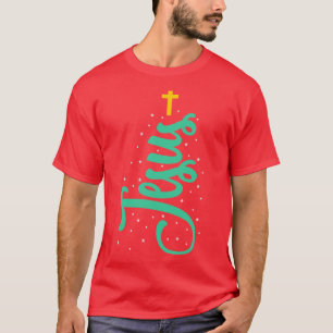 Camiseta Árvore de Natal Jesus Cristo Cruz Cristã Natividad