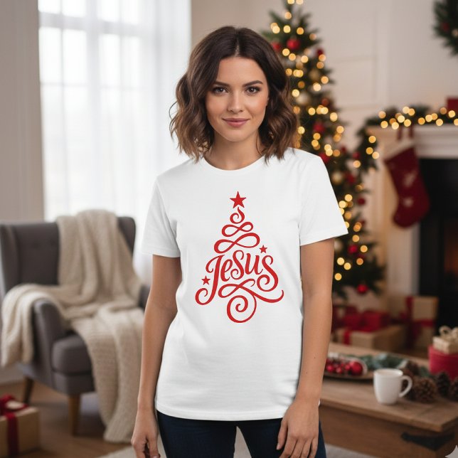 Camiseta Árvore de Natal Jesus - Natal Cristão (Criador carregado)
