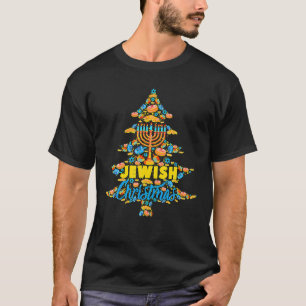 Camiseta Árvore de Natal Judaica Feliz Hanukkah Chanukah