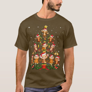 Camiseta Árvore de Natal Macaco Papais noeis de Natal bonit