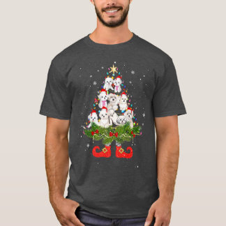 Camiseta Árvore de Natal Maltês Luz Fresca Cachorro de Papa