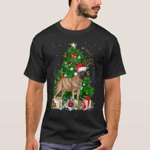 Camiseta Árvore de Natal Mastiff Light Pajama Dog Xmas