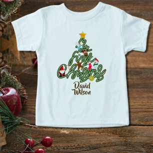 Camiseta Árvore de Natal Meu Primeiro Natal para Crianças