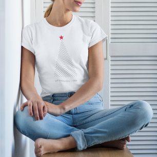 Camiseta Árvore de Natal mínima Red Star Clean Simple
