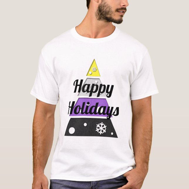 Camiseta Árvore de Natal Minimalista na Bandeira do Orgulho (Frente)