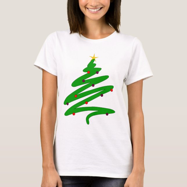 Camiseta Árvore de Natal Minimalista Verde (Frente)