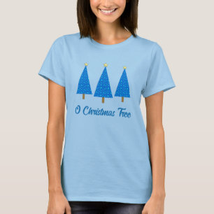 Camiseta Árvore de Natal moderna das estrelas azuis