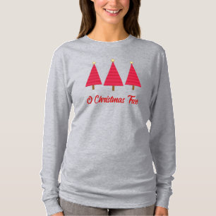 Camiseta Árvore de Natal moderna de damasco vermelho profun