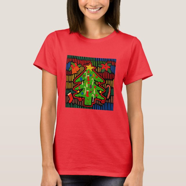 Camiseta Árvore de Natal Mola da Ilha de San Blas (Frente)