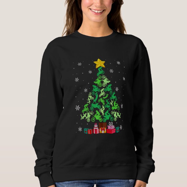 Camiseta Árvore de Natal Motocross Funny Presente de Natal  (Frente)