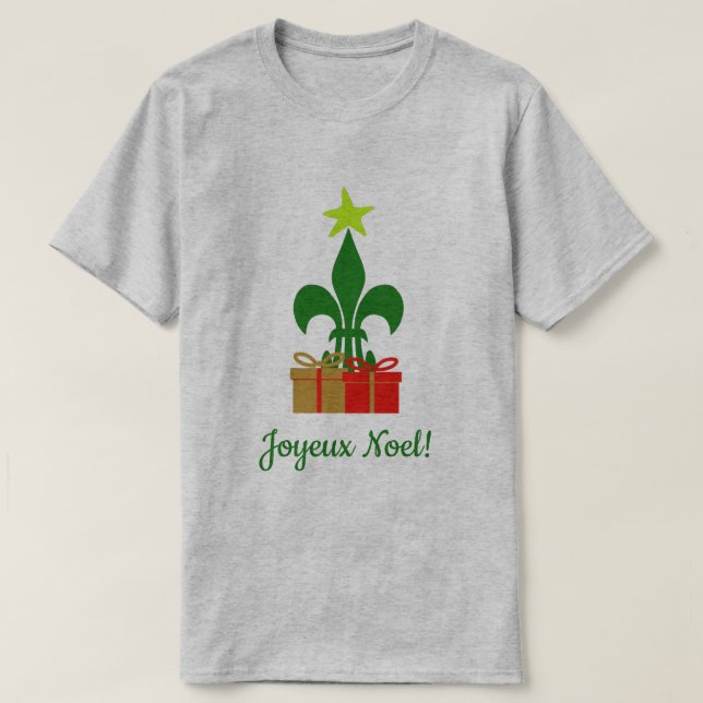 Camiseta Árvore de Natal Noel de Cajun da flor de lis de (Frente do Design)