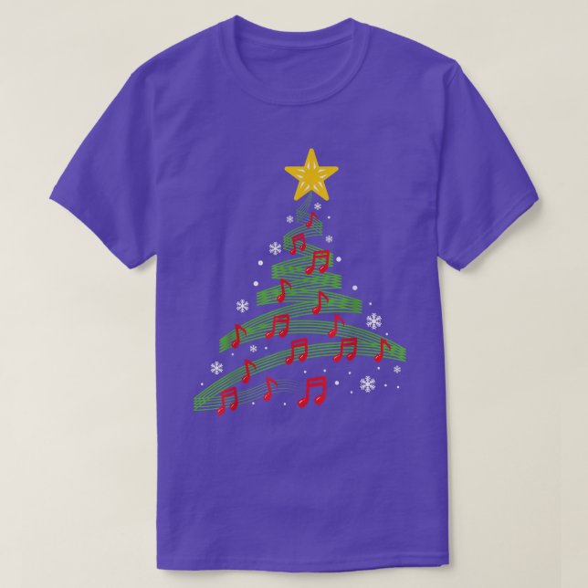 Camiseta Árvore de Natal Notas Musicais Música Xmas Músico  (Frente do Design)