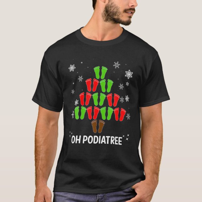 Camiseta Árvore de Natal Oh Podiatree Comida (Frente)