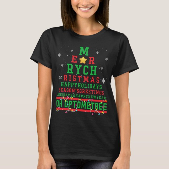 Camiseta Árvore de Natal Optometria Óculos Natal (Frente)