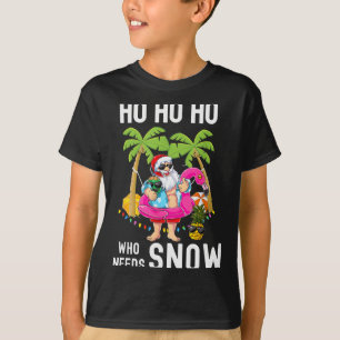 Camiseta Árvore de Natal Palmeira Santa Surfando Praia Verã