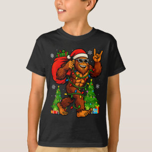 Camiseta Árvore de Natal Papai Noel Pé Grande Luzes de Nata