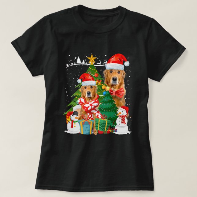 Camiseta Árvore de Natal para Mulheres Ouros de Natal Ret (Frente do Design)