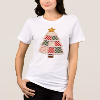 Camiseta Árvore de Natal Patchwork Design de Fazenda Vintag