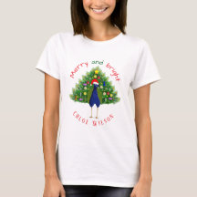 Árvore de Natal Peacock Fofo Alegre e Brilhante