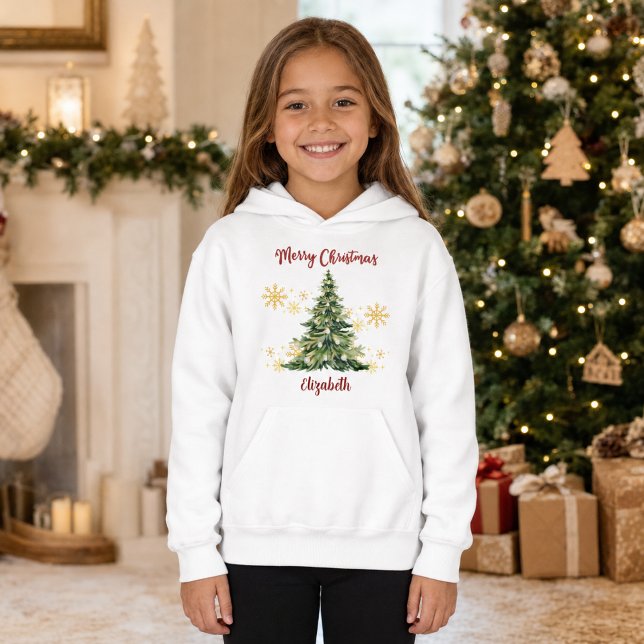 Camiseta Árvore de Natal Personalizada de Natal para Crianç (Criador carregado)