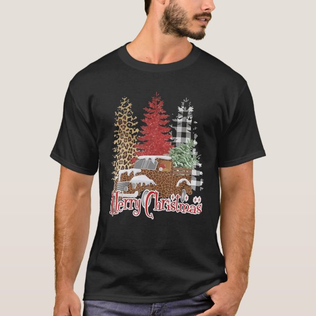 Camiseta Árvore de Natal Pinheiros de Natal Branqueada Feli (Frente)