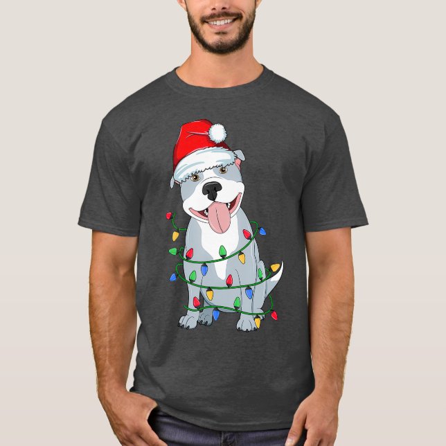 Camiseta Árvore de Natal Pitbull - Papais noeis Leves Cacho (Frente)