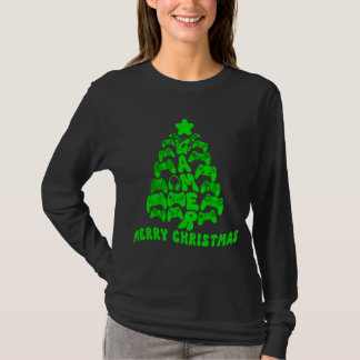 Camiseta Árvore de Natal Preta e Verde com Controladores