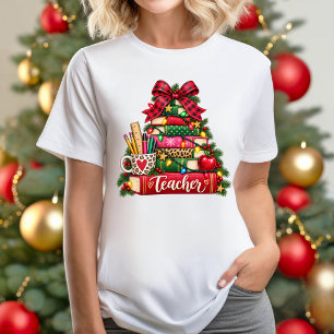 Camiseta Árvore de Natal Professora da Escola