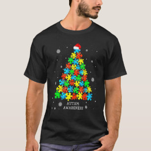 Camiseta Árvore de Natal Quebra-Cabeça Autismo Consciente d