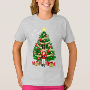 Camiseta Árvore de Natal Quebra-Nozes Adicionar Texto Crian