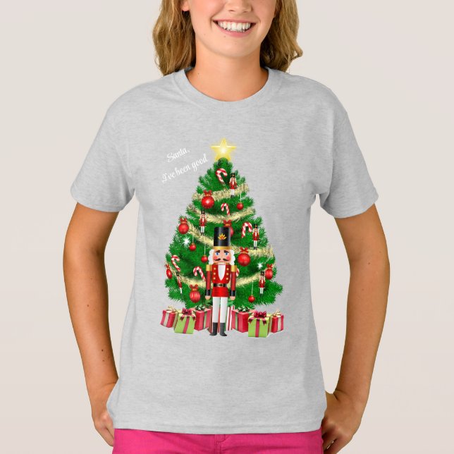 Camiseta Árvore de Natal Quebra-Nozes Adicionar Texto Crian (Frente)