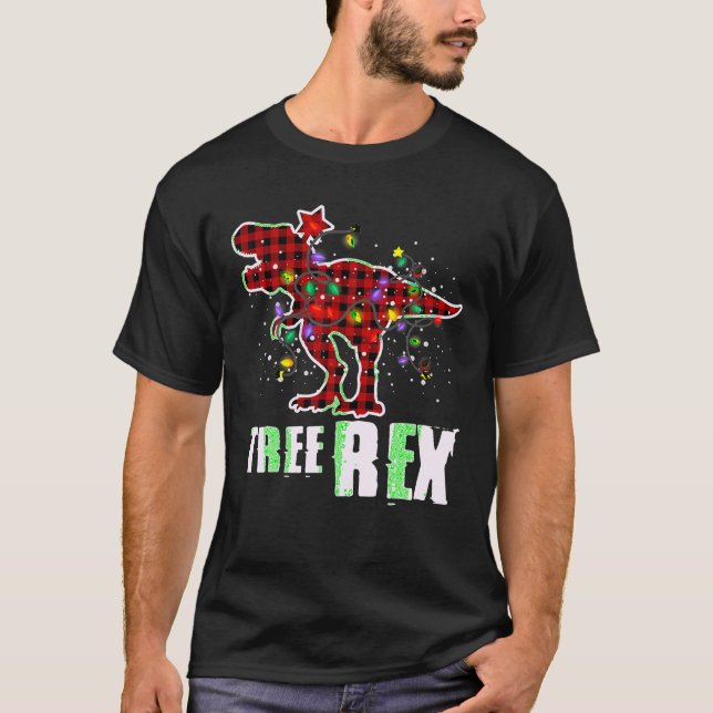 Camiseta Árvore de Natal Rex, Árvore de Pijamas Dinossauro  (Frente)