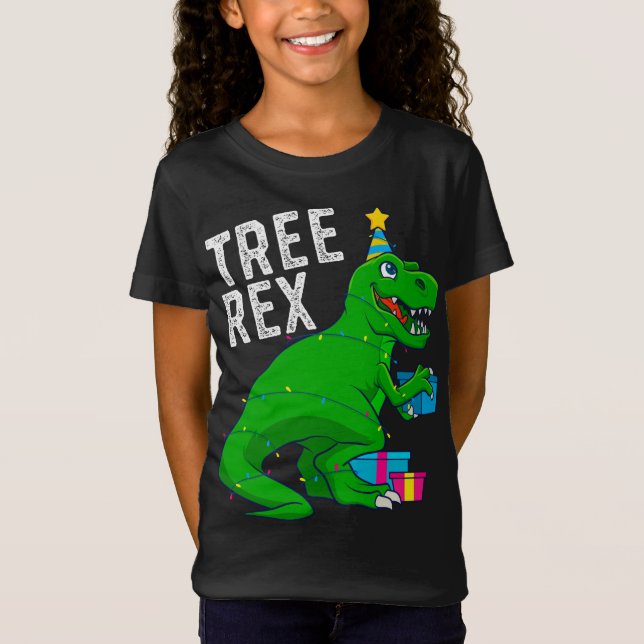 Camiseta Árvore de Natal Rex Dinossaur Xmas Trex Engraçado (Frente)